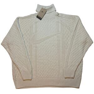 Men's Nike Life Cable Knit Turtleneck Sweater Light Bone sz: XL NEW WITH TAGS
